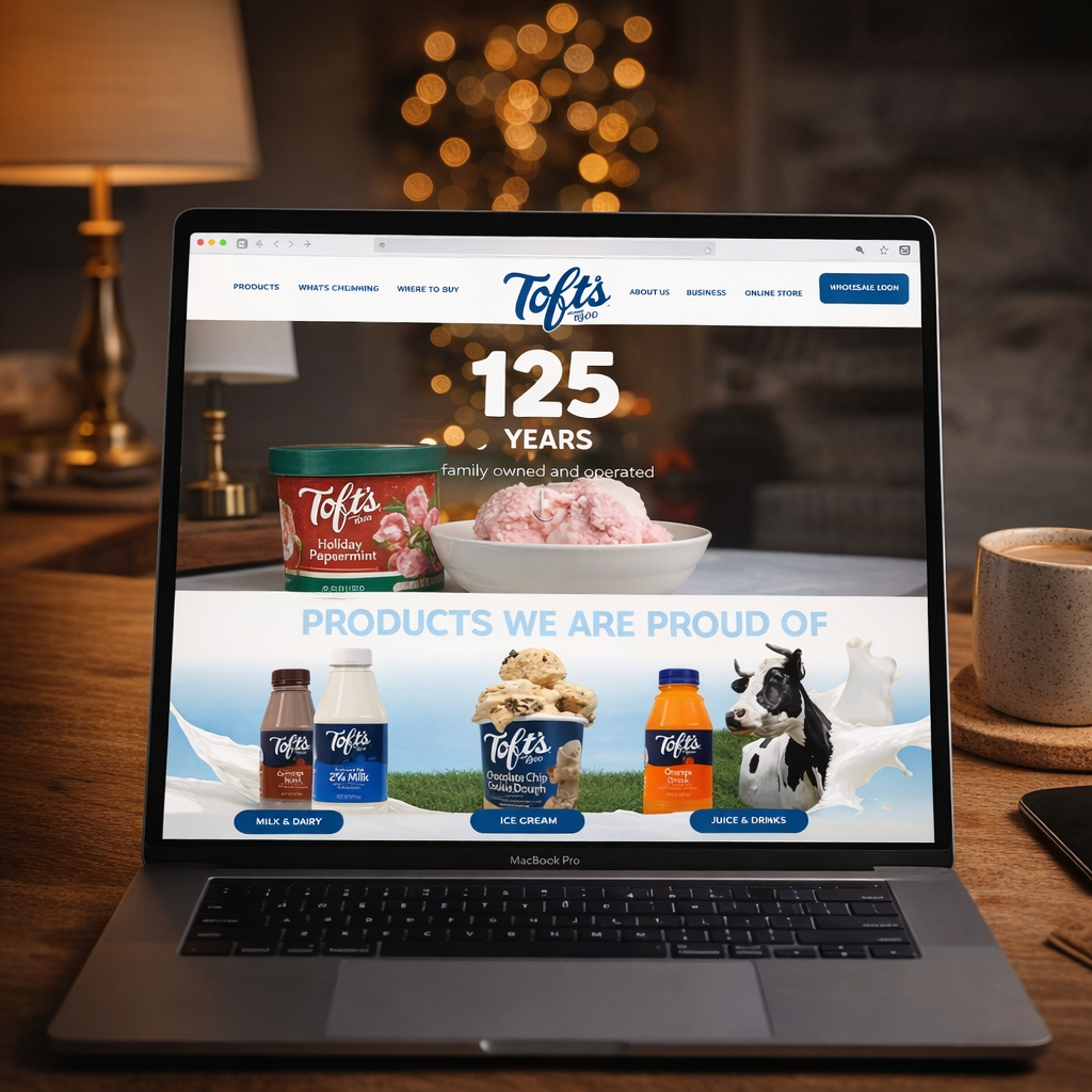 Toft Dairy Website on MacBook